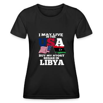 Libye Amérique États-Unis Cadeau - T-shirt sport Femme - noir - Devant - AI Model Female 172 light (172cm)