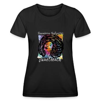 Juneteenth 1865 Se souvenir de mes ancêtres - T-shirt sport Femme - noir - Devant - AI Model Female 172 light (172cm)