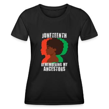 Juneteenth 1865 Gedenken an meine Vorfahren - Frauen Funktions-T-Shirt - Schwarz - Vorne - AI Model Female 172 light (172cm)