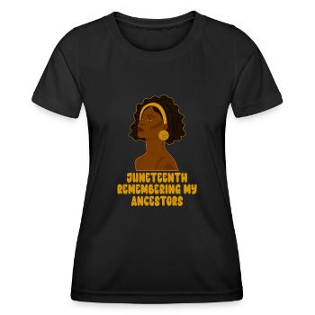 Juneteenth 1865 Se souvenir de mes ancêtres - T-shirt sport Femme - noir - Devant - AI Model Female 172 light (172cm)