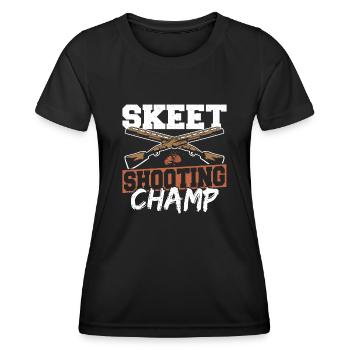 Skeet Shooting Champ Skeet Shooting Clay Target - Women's Functional T-Shirt - black - Front - AI Model Female 172 light (172cm)