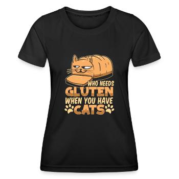 Glutenfrei Katze - Frauen Funktions-T-Shirt - Schwarz - Vorne - AI Model Female 172 light (172cm)