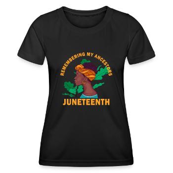 Juneteenth 1865 Se souvenir de mes ancêtres - T-shirt sport Femme - noir - Devant - AI Model Female 172 light (172cm)