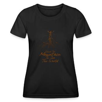 Erklimmen Sie den Berg, um die Welt zu sehen - Frauen Funktions-T-Shirt - Schwarz - Vorne - AI Model Female 172 light (172cm)