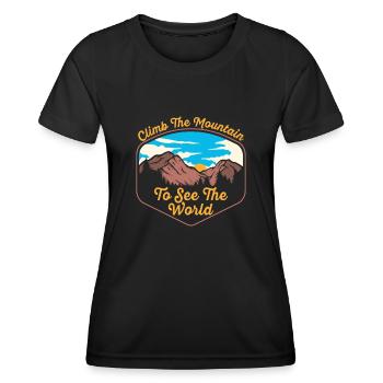 Erklimmen Sie den Berg, um die Welt zu sehen - Frauen Funktions-T-Shirt - Schwarz - Vorne - AI Model Female 172 light (172cm)
