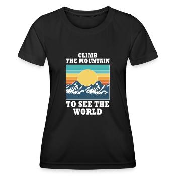 Erklimmen Sie den Berg, um die Welt zu sehen - Frauen Funktions-T-Shirt - Schwarz - Vorne - AI Model Female 172 light (172cm)