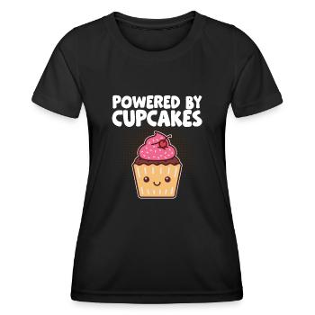Propulsé par Cupcakes Drôle de pâtissier Baker Chef pâtissier Cuisson - T-shirt sport Femme - noir - Devant - AI Model Female 172 light (172cm)