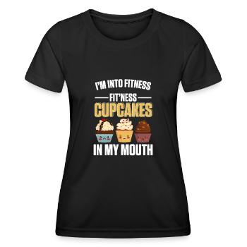 Fitness Cupcake In My Mouth Funny Baker Baking Pas - T-shirt sport Femme - noir - Devant - AI Model Female 172 light (172cm)
