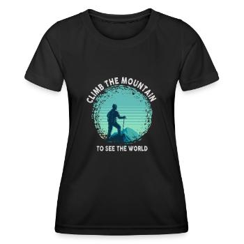 Erklimmen Sie den Berg, um die Welt zu sehen - Frauen Funktions-T-Shirt - Schwarz - Vorne - AI Model Female 172 light (172cm)