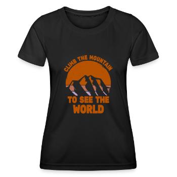 Erklimmen Sie den Berg, um die Welt zu sehen - Frauen Funktions-T-Shirt - Schwarz - Vorne - AI Model Female 172 light (172cm)