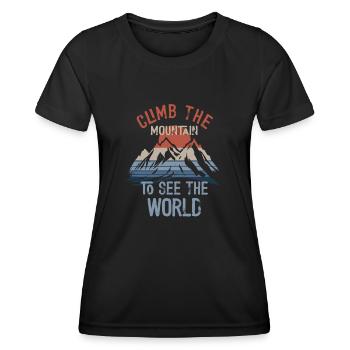 Erklimmen Sie den Berg, um die Welt zu sehen - Frauen Funktions-T-Shirt - Schwarz - Vorne - AI Model Female 172 light (172cm)