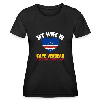 Kap Verde Flagge Cabo Verde Flagge - Frauen Funktions-T-Shirt - Schwarz - Vorne - AI Model Female 172 light (172cm)