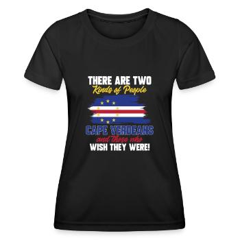 Kap Verde Flagge Cabo Verde Flagge - Frauen Funktions-T-Shirt - Schwarz - Vorne - AI Model Female 172 light (172cm)