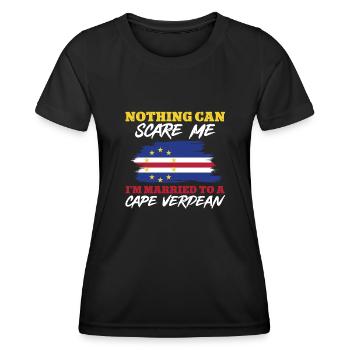 Kap Verde Flagge Cabo Verde Flagge - Frauen Funktions-T-Shirt - Schwarz - Vorne - AI Model Female 172 light (172cm)