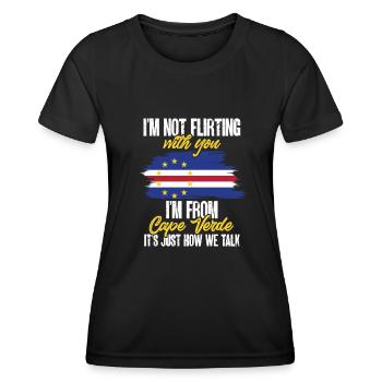 Kap Verde Flagge Cabo Verde Flagge - Frauen Funktions-T-Shirt - Schwarz - Vorne - AI Model Female 172 light (172cm)