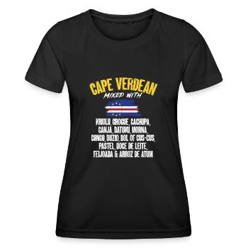 Kap Verde Flagge Cabo Verde Flagge - Frauen Funktions-T-Shirt - Schwarz - Vorne - AI Model Female 172 light (172cm)