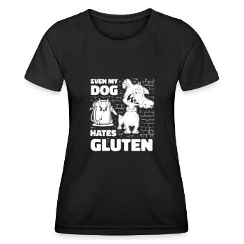 Glutenfrei Hund - Frauen Funktions-T-Shirt - Schwarz - Vorne - AI Model Female 172 light (172cm)