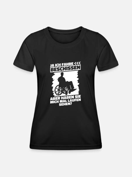 Rollstuhl Rollstuhlfahrer Lustig - Frauen Funktions-T-Shirt - Schwarz