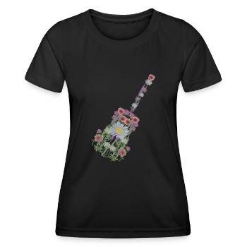 Guitare Fleurs Guitariste Musique - T-shirt sport Femme - noir - Devant - AI Model Female 172 light (172cm)