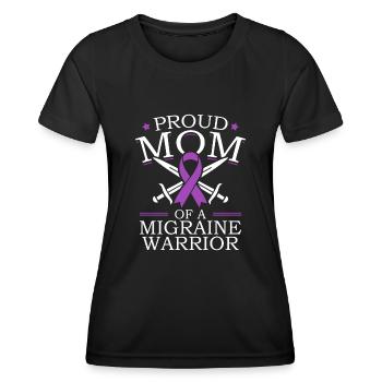 Fière maman d’un guerrier migraineux chronique - T-shirt sport Femme - noir - Devant - AI Model Female 172 light (172cm)