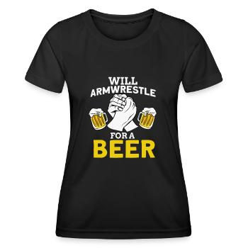 Armdrücken - Frauen Funktions-T-Shirt - Schwarz - Vorne - AI Model Female 172 light (172cm)