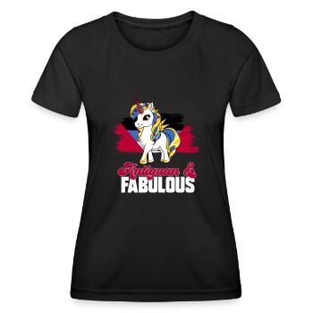 Antigua and Barbuda flag - Women's Functional T-Shirt - black - Front - AI Model Female 172 light (172cm)