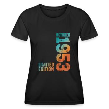 Retro Since October 1953 Retro Vintage 1953 - Frauen Funktions-T-Shirt - Schwarz - Vorne - AI Model Female 172 light (172cm)