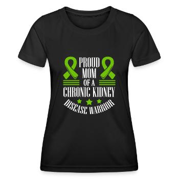Fière maman d’un patient chronique rénal - T-shirt sport Femme - noir - Devant - AI Model Female 172 light (172cm)