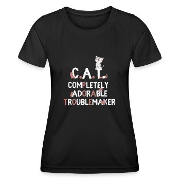 C A T Cat Completely Adorable Troublemaker - Women's Functional T-Shirt - black - Front - AI Model Female 172 light (172cm)