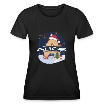 Awesome Alice Name w Santa Hat in Xmas Theme - Women's Functional T-Shirt - black - Front - AI Model Female 172 light (172cm)