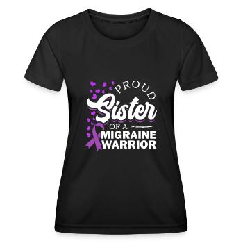 Fière sœur d’un guerrier migraineux - T-shirt sport Femme - noir - Devant - AI Model Female 172 light (172cm)