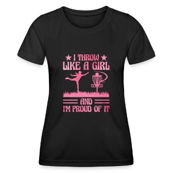 Disc Golf Player Disc Golfer Frisbee Player Par Pu - T-shirt sport Femme - noir - Devant - AI Model Female 172 light (172cm)