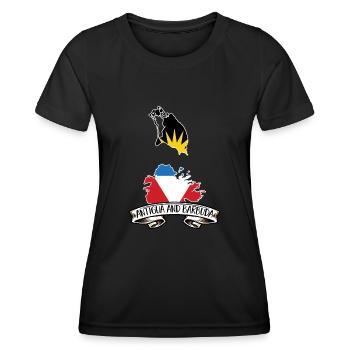 Flag of Antigua and Barbuda - Women's Functional T-Shirt - black - Front - AI Model Female 172 light (172cm)