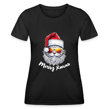 chat noel - joyeux noel - T-shirt sport Femme - noir - Devant - AI Model Female 172 light (172cm)