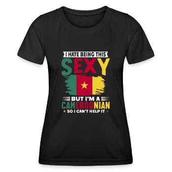 Kamerun Flagge Kamerun - Frauen Funktions-T-Shirt - Schwarz - Vorne - AI Model Female 172 light (172cm)