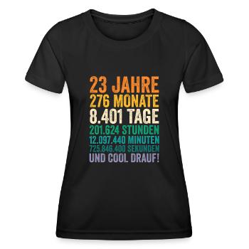 23 Jahre Dreiundzwanzigster Geburtstag - Frauen Funktions-T-Shirt - Schwarz - Vorne - AI Model Female 172 light (172cm)