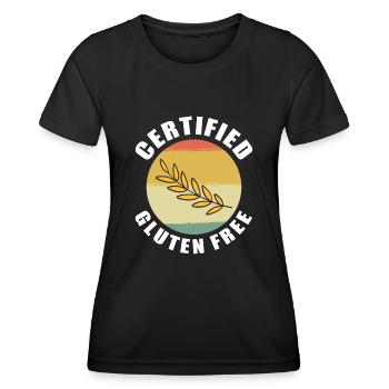 Zertifiziert glutenfrei - Frauen Funktions-T-Shirt - Schwarz - Vorne - AI Model Female 172 light (172cm)
