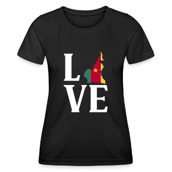 Kamerun Flagge Kamerun - Frauen Funktions-T-Shirt - Schwarz - Vorne - AI Model Female 172 light (172cm)