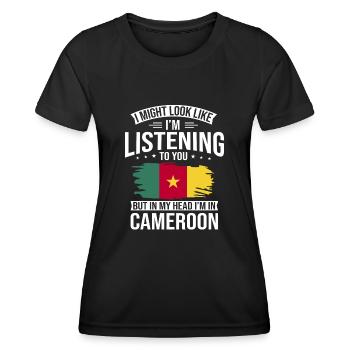 Kamerun Flagge Kamerun - Frauen Funktions-T-Shirt - Schwarz - Vorne - AI Model Female 172 light (172cm)