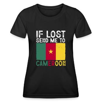 Kamerun Flagge Kamerun - Frauen Funktions-T-Shirt - Schwarz - Vorne - AI Model Female 172 light (172cm)