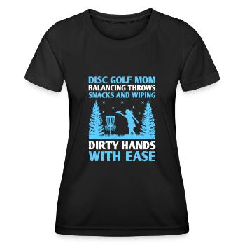 Disc Golf Player Disc Golfer Frisbee Player Par Pu - T-shirt sport Femme - noir - Devant - AI Model Female 172 light (172cm)