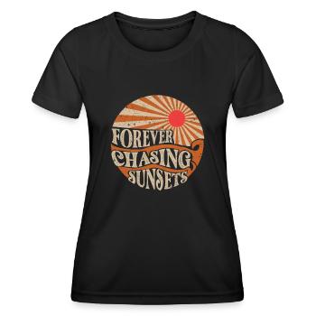 Forever Chasing Sunsets Retro Summer Vacation - Women's Functional T-Shirt - black - Front - AI Model Female 172 light (172cm)