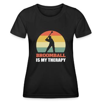 Le ballon-balai est mon amateur de balai thérapeutique - T-shirt sport Femme - noir - Devant - AI Model Female 172 light (172cm)