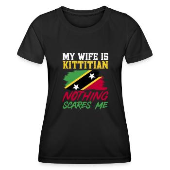 Drapeau de Saint-Kitts-et-Nevis - T-shirt sport Femme - noir - Devant - AI Model Female 172 light (172cm)