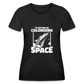 espace, espace, fusée, colonisation de l’espace - T-shirt sport Femme - noir - Devant - AI Model Female 172 light (172cm)