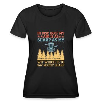 Disc Golf Player Disc Golfer Frisbee Player Par Pu - Women's Functional T-Shirt - black - Front - AI Model Female 172 light (172cm)