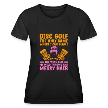 Disc Golf Player Disc Golfer Frisbee Player Par Pu - T-shirt sport Femme - noir - Devant - AI Model Female 172 light (172cm)