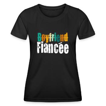 Couple Engagement Engaged Men Funny Fiancee - Women's Functional T-Shirt - black - Front - AI Model Female 172 light (172cm)