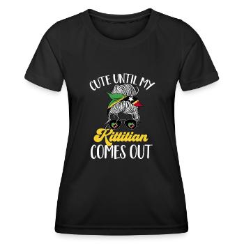 Drapeau de Saint-Kitts-et-Nevis - T-shirt sport Femme - noir - Devant - AI Model Female 172 light (172cm)