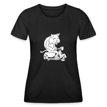 Motorroller Katze - Frauen Funktions-T-Shirt - Schwarz - Vorne - AI Model Female 172 light (172cm)